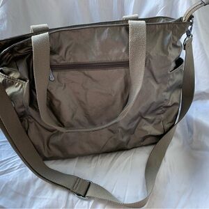 Kipling taupe nylon crossbody tote with adjustable strap